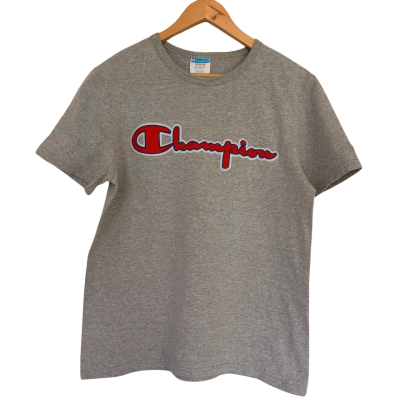 Vintage** Champion. Grey Logo T-Shirt.    Size M 