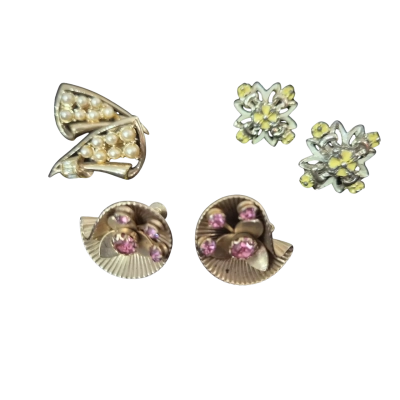 SALE 3 pairs of Clip-on Earrings