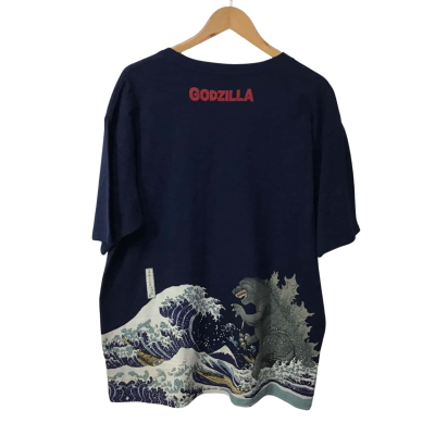 Godzilla Mens Size 4XL Navy Blue / Pattern Short Sleeve T-shirt