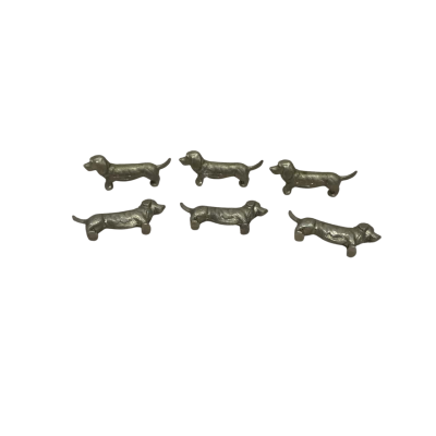 6 Vintage Silver Plated Basset Hound Knife/Chopstick Holders 