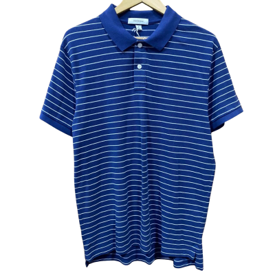 Country Road Navy/White Striped Polo Shirt Size M
