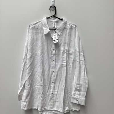 Cotton On Womens  Size L Button Up Top / Long Sleeve  swing beach Shirt White 