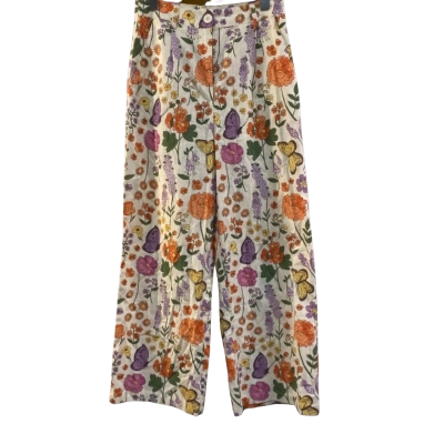 Princess Highway Womens  Size 6 Straight Leg Pants Cream / Floral / Orange / Purple 