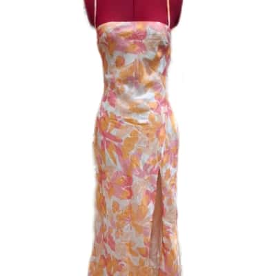 Showpo Womens  Size 12 Denim Dress Cream 