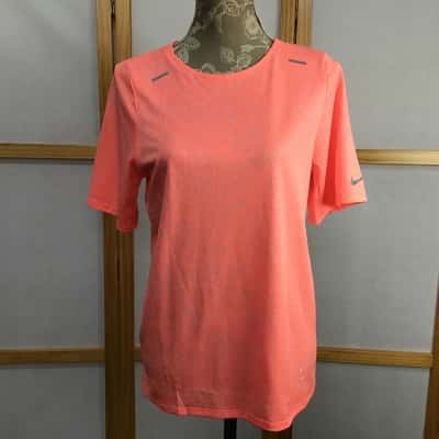 Nike Womens  Size S, "Dri Fit" Short Sleeve Orange Running Shirt