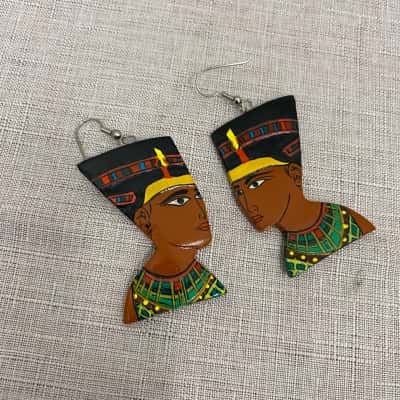  Women's Earrings Ancient Egyptian (Wooden & Painted) Multicoloured 