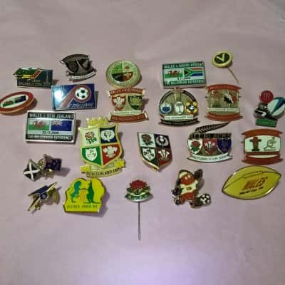 22x assorted sports pins - world cup, and soccer, ashes, rugby
