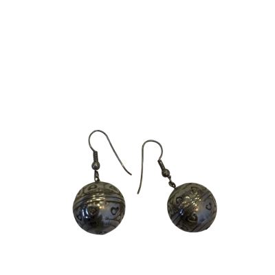 No Brand Womens Etched Ball Drop Earrings Oxidised #3