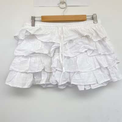Cotton On White Lani Ruffle Mini SKirt  Size 12 
