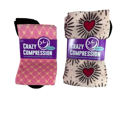  Crazy Compression Womens Socks Size XS (2 Pairs, Multipattern) 