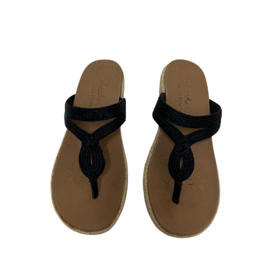 Skechers Womens  Size 39 Beige / Black  High Heal Thongs