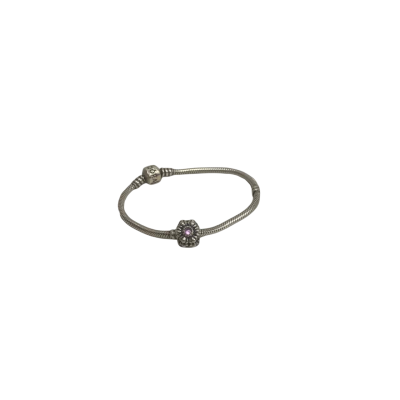 Silver Bracelet with Flower Charm