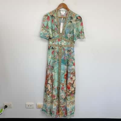 Camilla The Jewellery Museum Shaped Waistband Dress WIth Flutter SLeeves Size S 