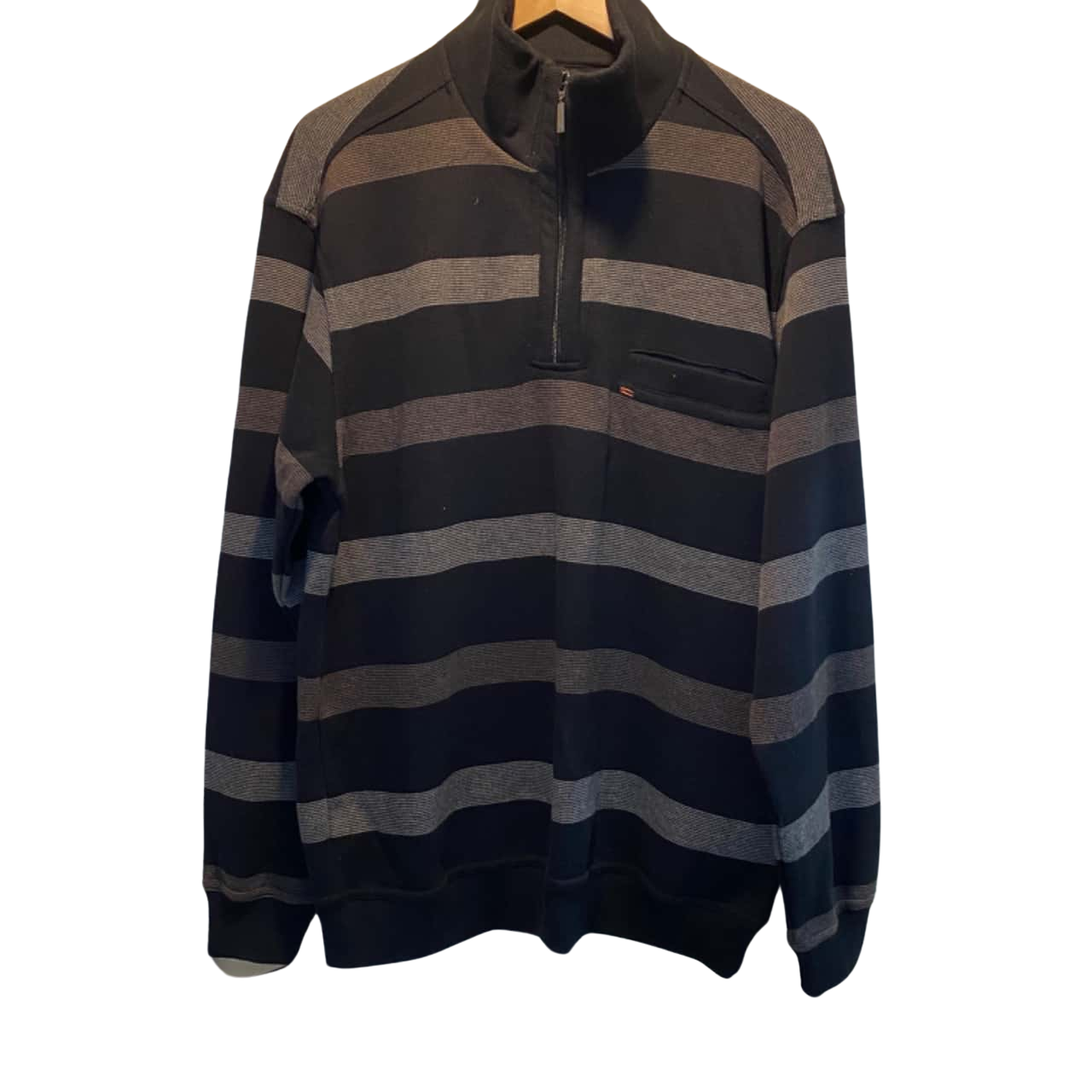 Mens Size M Quarter Zip Grey / Navy Blue Breakaway Jumper