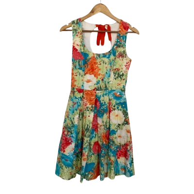 Review Womens  Size 8 Floral Dress / Midi Dress / Mini Dress Floral / Multicoloured 