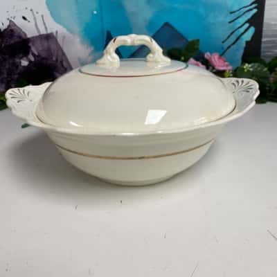 Vintage Staffordshire Soup Tureen Gold /Cream