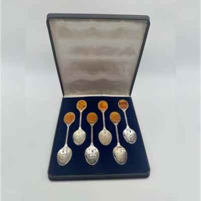 1982 Royal Visit WAPW GT Britain Silver Plated Spoons In Case