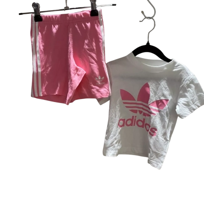 2 Piece Set Adidas Kids  Size 18-24m T Shirt& Shorts Pink  / White RRP $60         (HTHT)