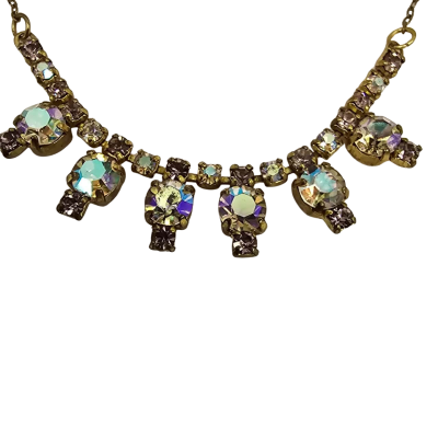  Womens Vintage Irridescent Drop Bead Necklace 