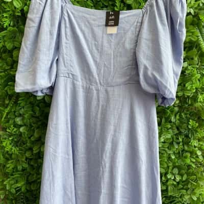Dotti Womens Linen Blend  Size 10 Casual Dress Blue 