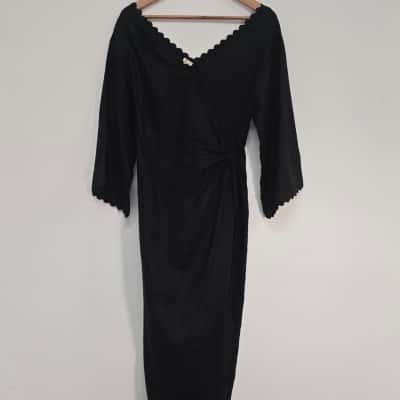 Adorne Womens  Size 8 Maxi Dress / Wrap Dress Black  