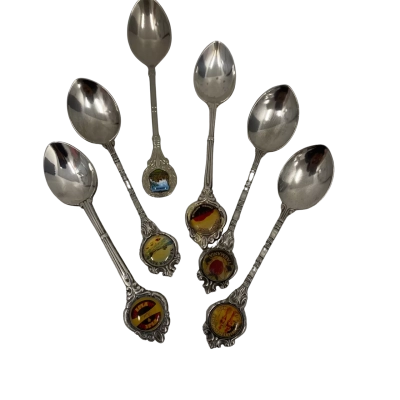 Vintage Souvenir Spoons Silver Plated 6 Pieces