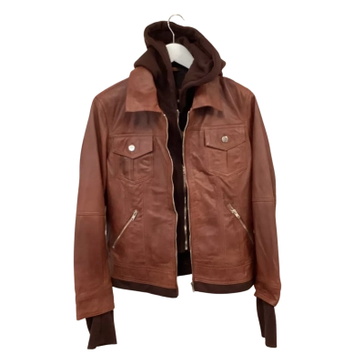 Gorgeous Brand New Tralee Cognac Leather Hooded Jacket Size M
