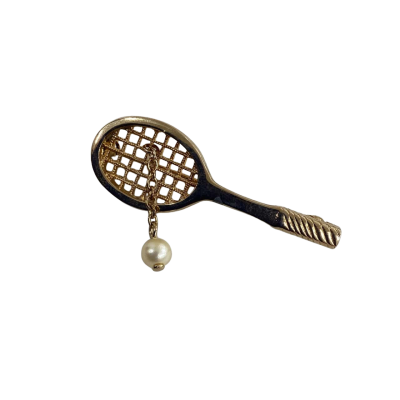 Vintage Avon Fashion Womens Brooch Gold Tone Tennis Racket Brooch
