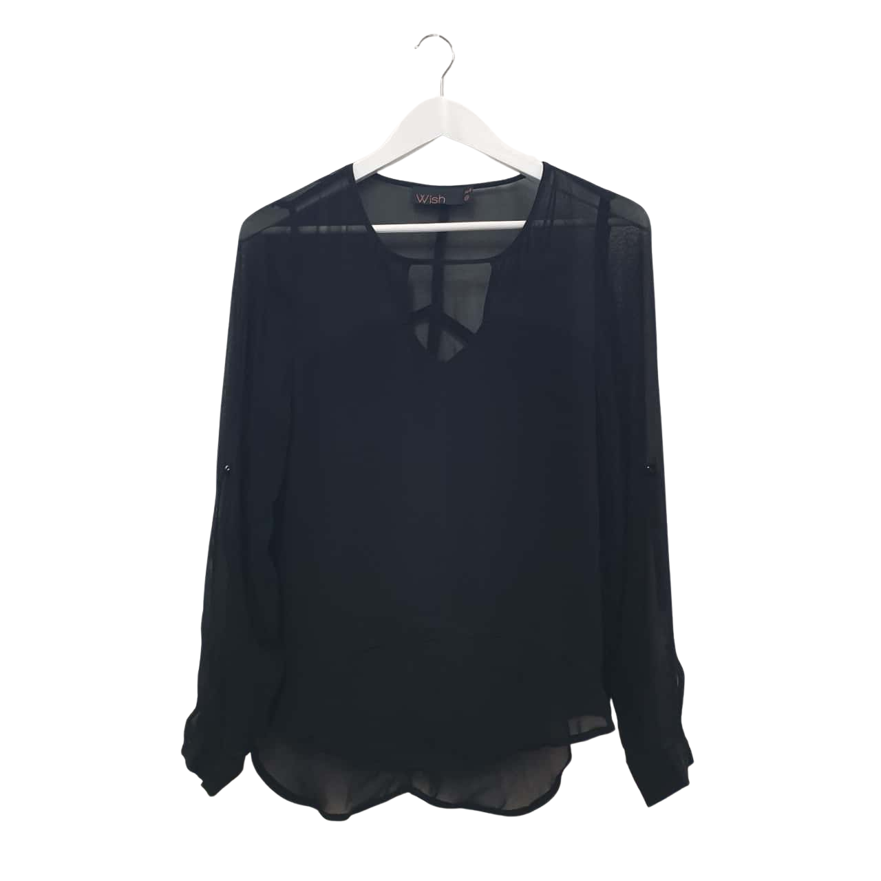 Wish Australia Womens Long Sleeve Sheer Top Size 8 Black(s)