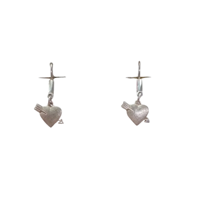  Women's Silver Cupid Heart Earrings 