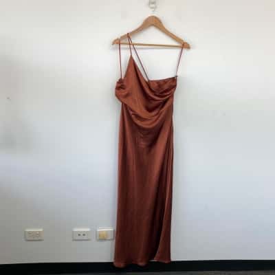 Billy J Rust One Shoulder Margot Maxi Dress Size 18