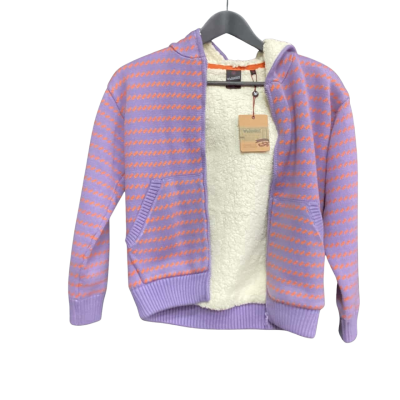 Bauhaus Kids  Size 10 Flees Lined Hooded Jumper Orange / Purple 
