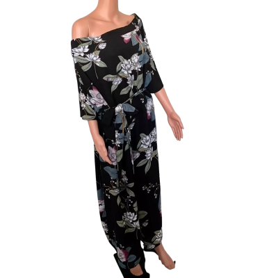 City Chic Womens  Size L Floral Jumpsuit with pockets and waist tie