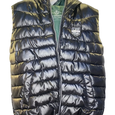  Mens  Jacket Vest Size 17 Black  / Green 