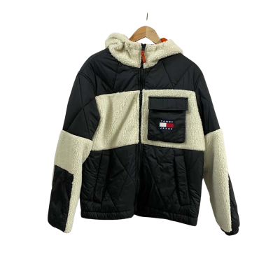Tommy Jeans Mens  Size L Sherpa Quilt Jacket Black/White