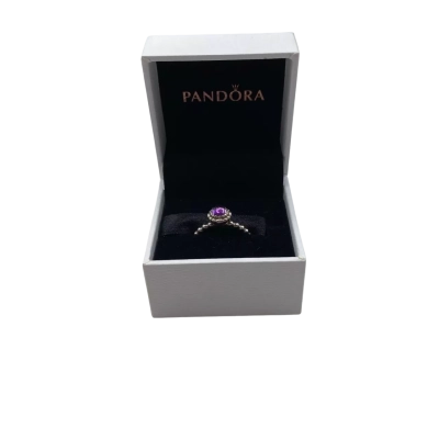 Pandora (Retired) February Amethyst Stone Ring 925 Silver In original Box SIZE 52