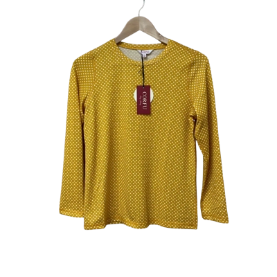 BNWT Corfu Womens Size 10 Mustard / Polka Dot / White Long sleeve Top