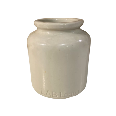 Vintage French LAB Lagny Glazed Stoneware Mustard Pot