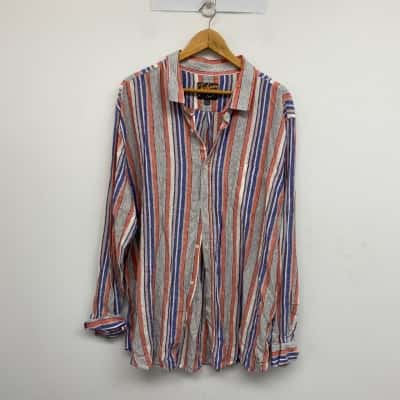 Johnny Bigg Coral Huntley Striped Linen Shirt Size XXXXL 