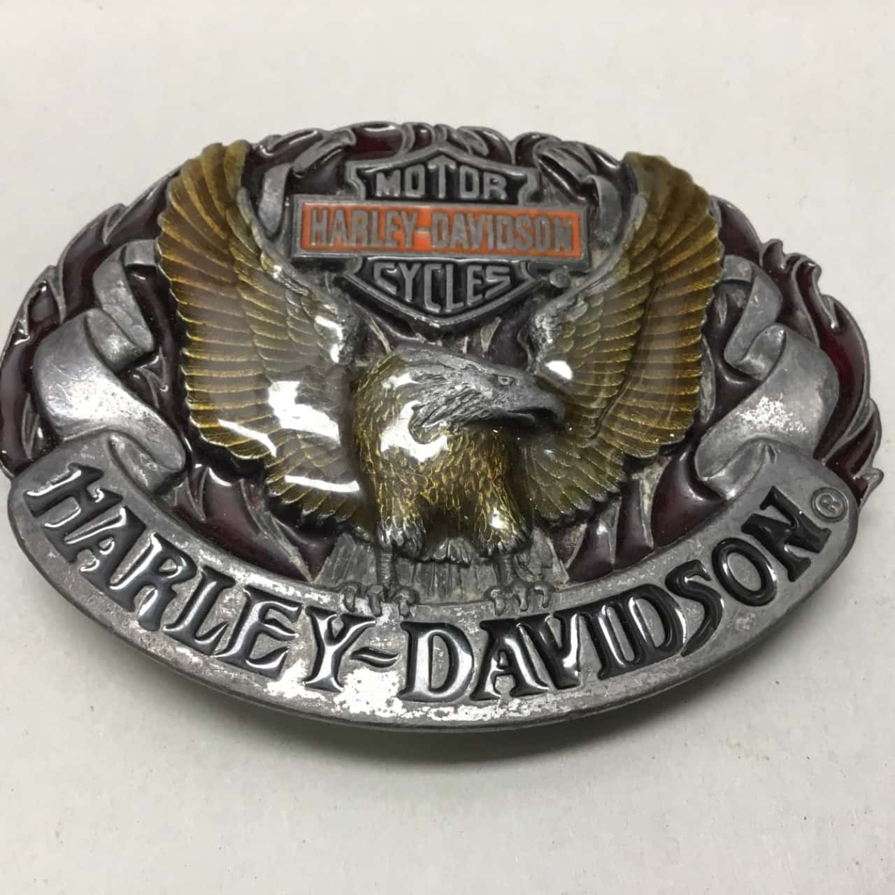 Harleton Buckle Vintage Genuine Harley Davidson Pewter Belt Buckle - Made In USA 1992 (s)