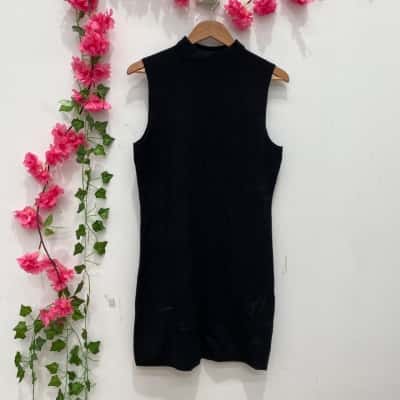 Calvin Klein Womens Sleeveless Knit Dress Size L Black  