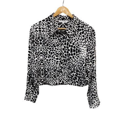 Veronica Maine Womens  Size 8 Long Sleeve Shirt Animal print / Black  / White 