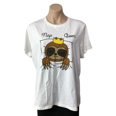 Zing Pop Culture Womens Size XXL White Sloth “Nap Queen” T-shirt (new)