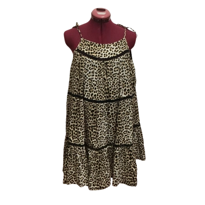 Seed Heritage Womens  Size 12 Shoestring Strap Dress Animal print / Beige / Black  