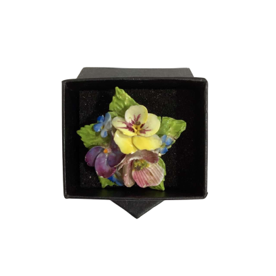 Vintage Jon Anton Hand-Painted Bone China Floral Brooch