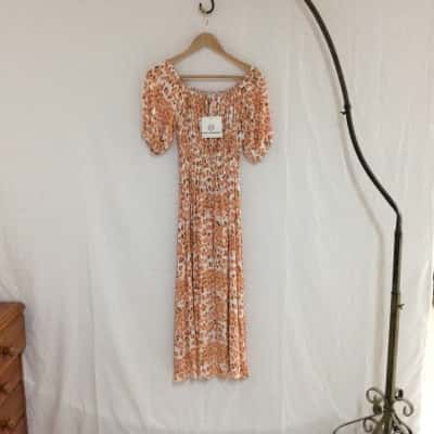 Pink Diamond Womens  Size S Short Sleeve Dress  Animal print / Brown / Orange / White 