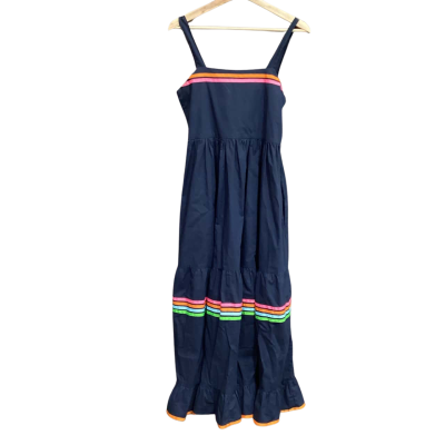 Alessandra Maxi Dress Blue Navy With Colour Stripes Size XS