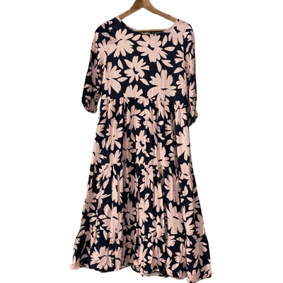 Mister Zimi Womens  Size 8 Maxi Dress Floral / Navy Blue / Pink  