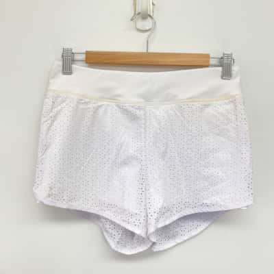 Rockwear White Hibiscus Laser Cut Shorts  Size 8