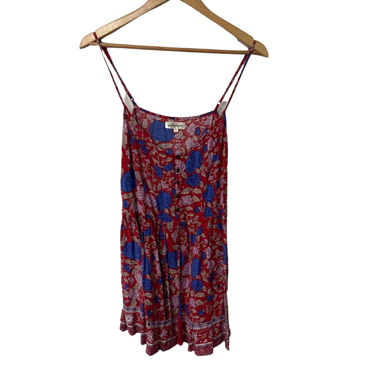 Arnhem Womens Size 10 Mini Dress Blue / Floral / Red (s)